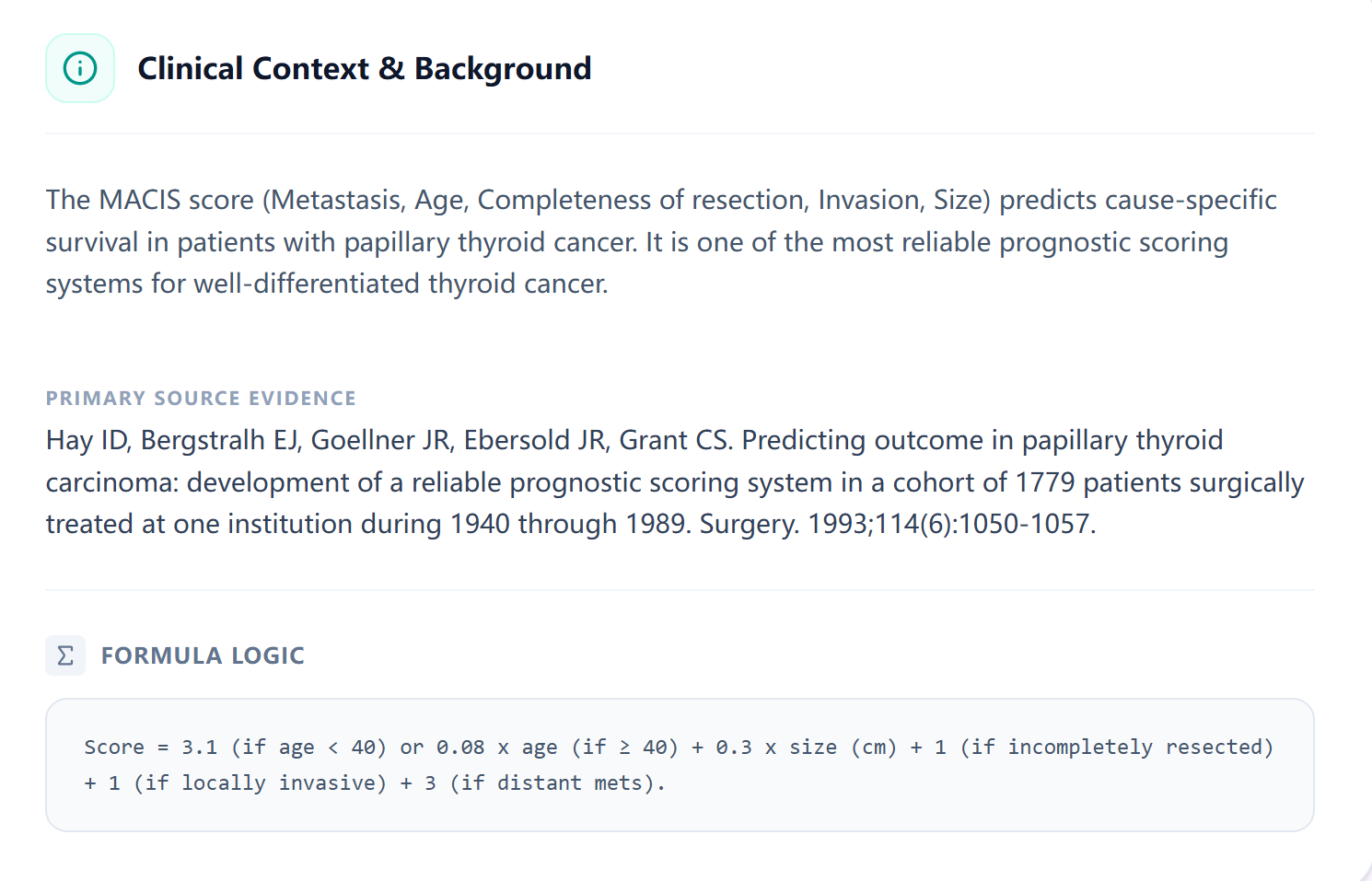 Clinical context panel summary